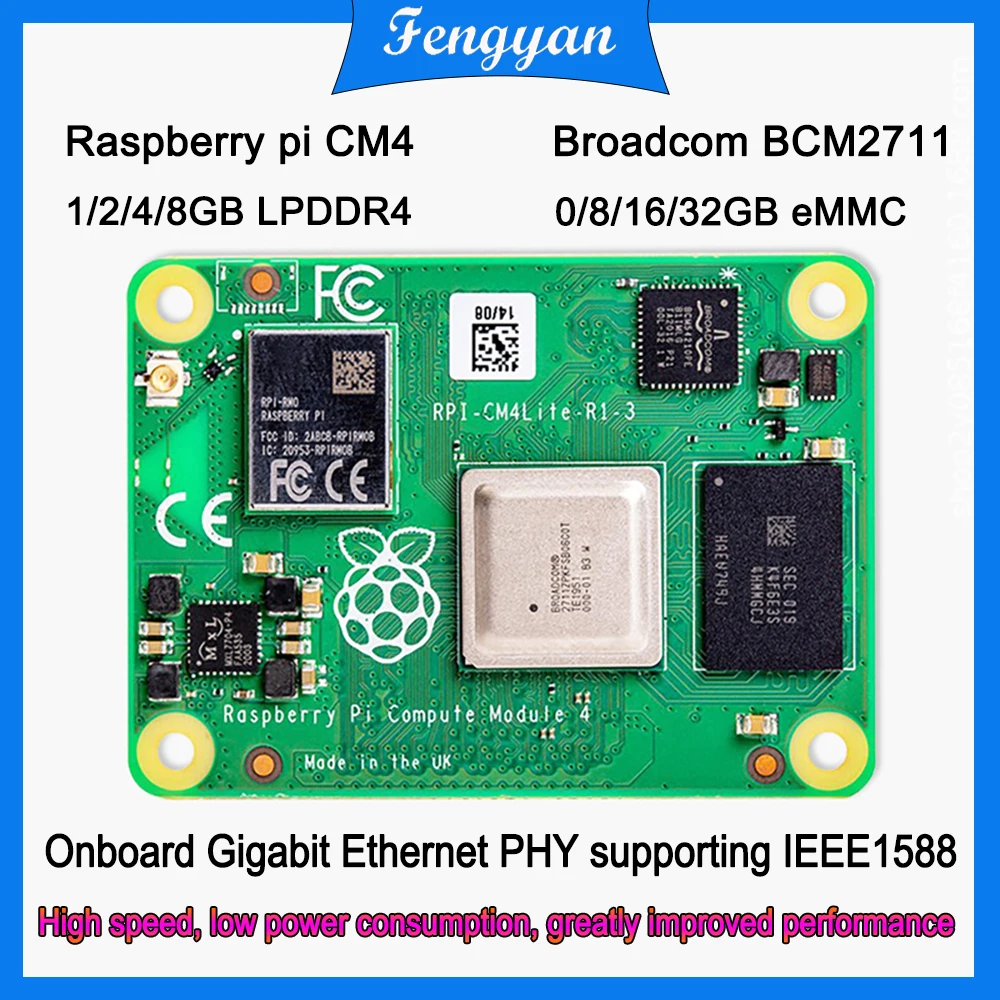 Raspberry Pi CM4 Compute Module 4 with 1G/2G/4G/8G RAM Lite/8G/16G/32G eMMC Flash Optional Support Wifi/Bluetooth CM4 Core Board