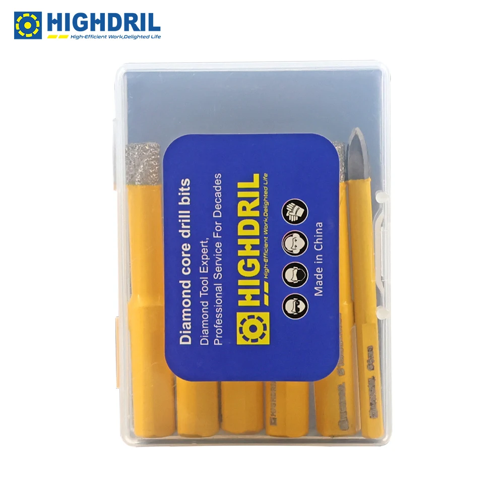 HIGHDRIL Diamond Drill bits kit with 5/8-11 for Porcelain Tile Ceramic Marble Brick Concrete Vacuum Brazed Hole Saw(6/8/10/16/20/25/32/50mm+10mm Finge HIGHDRIL Drill Bit Kit 6pcs&frasl;box Dia 6&frasl;6&frasl;6&frasl;6&frasl;6mm Drill Bit + 6mm Positioning  Drill bit Tile Holes Drill Porcelain Tile Crown - AliExpress