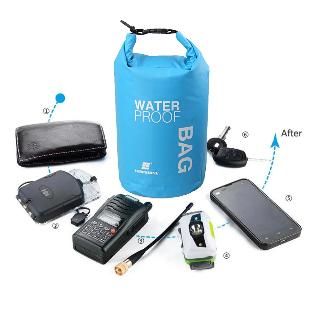 2L-15L PVC Waterproof Dry Bag Pocket Outdoor Diving Foldable Storage Beach Swimming Bag Rafting River Ocean Backpack