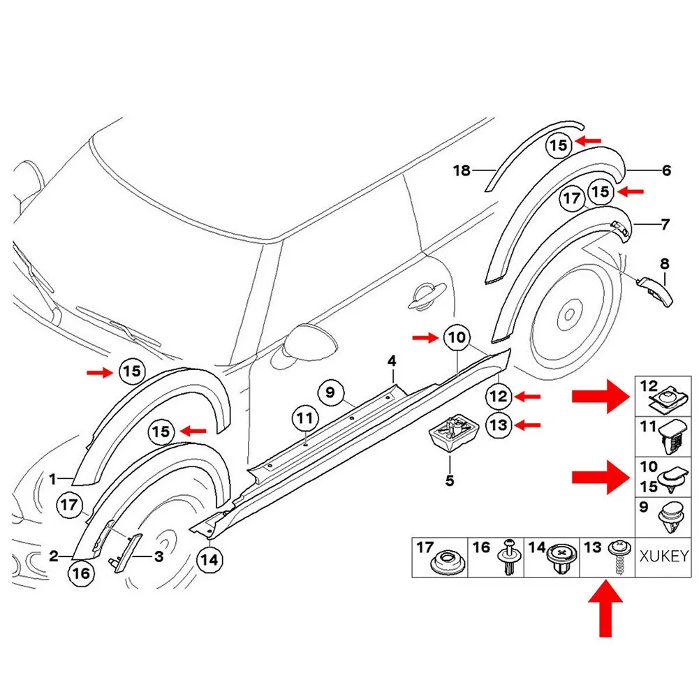 

20x For BMW Hex Head Tapping Socket Bolt Screw Clips Undertray Splash Guard Self-Tapping Hex Bolts With Washer And U-Nut Speed