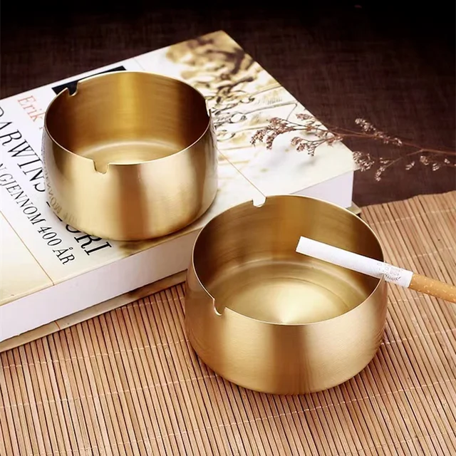 Brass Ashtray Portable Car Ashtray Round Soot Tray Ash Storage Box Decorative Ashtrays Smoking Accessories Ash Tray Smoking Tray Material: Brass