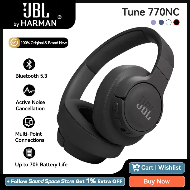 Jbl Tune 770Nc T770Nc Originale Anc Bluetooth 5.3 Con Aggiornamento Audio Le Cuffie 760Nc Cuffie Con Connessione Multipunto 70H