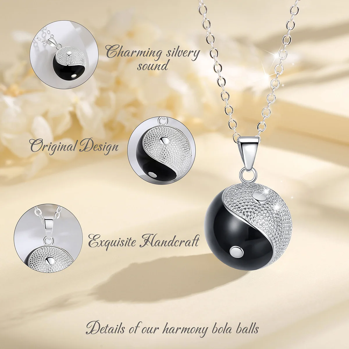 Eudora Harmony Ball Tai Chi Yin Yang Pendant Necklace Pregnancy Chime Bola Angel Caller Fine Maternity Jewelry for Women's Gift