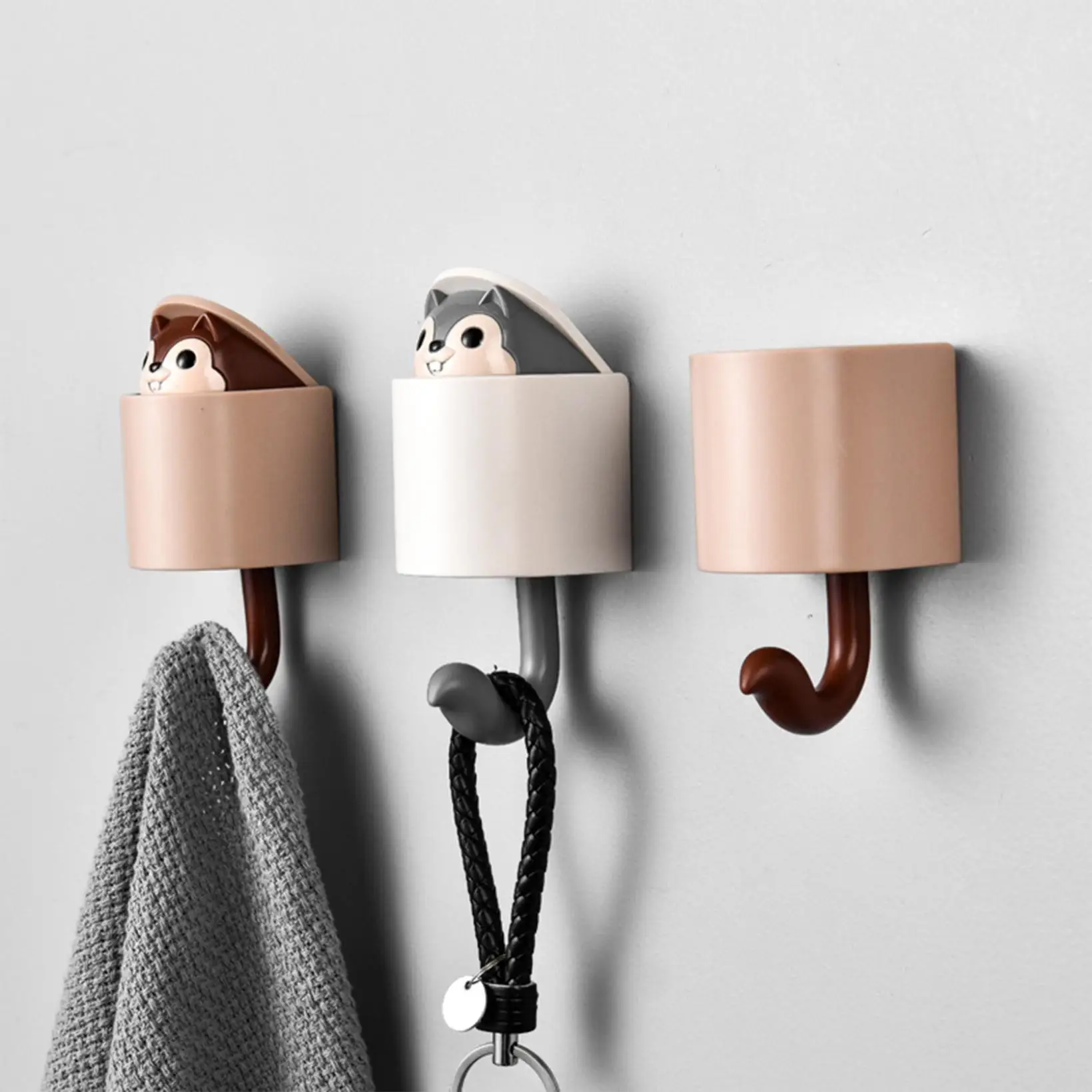 Gancio Da Parete Appiccicoso Tipo Scoiattolo Portachiavi Da Parete Con Scoiattolo Sorridente Pop-Up Gancio Creativo Con Forte Gancio Da Parete Adesivo