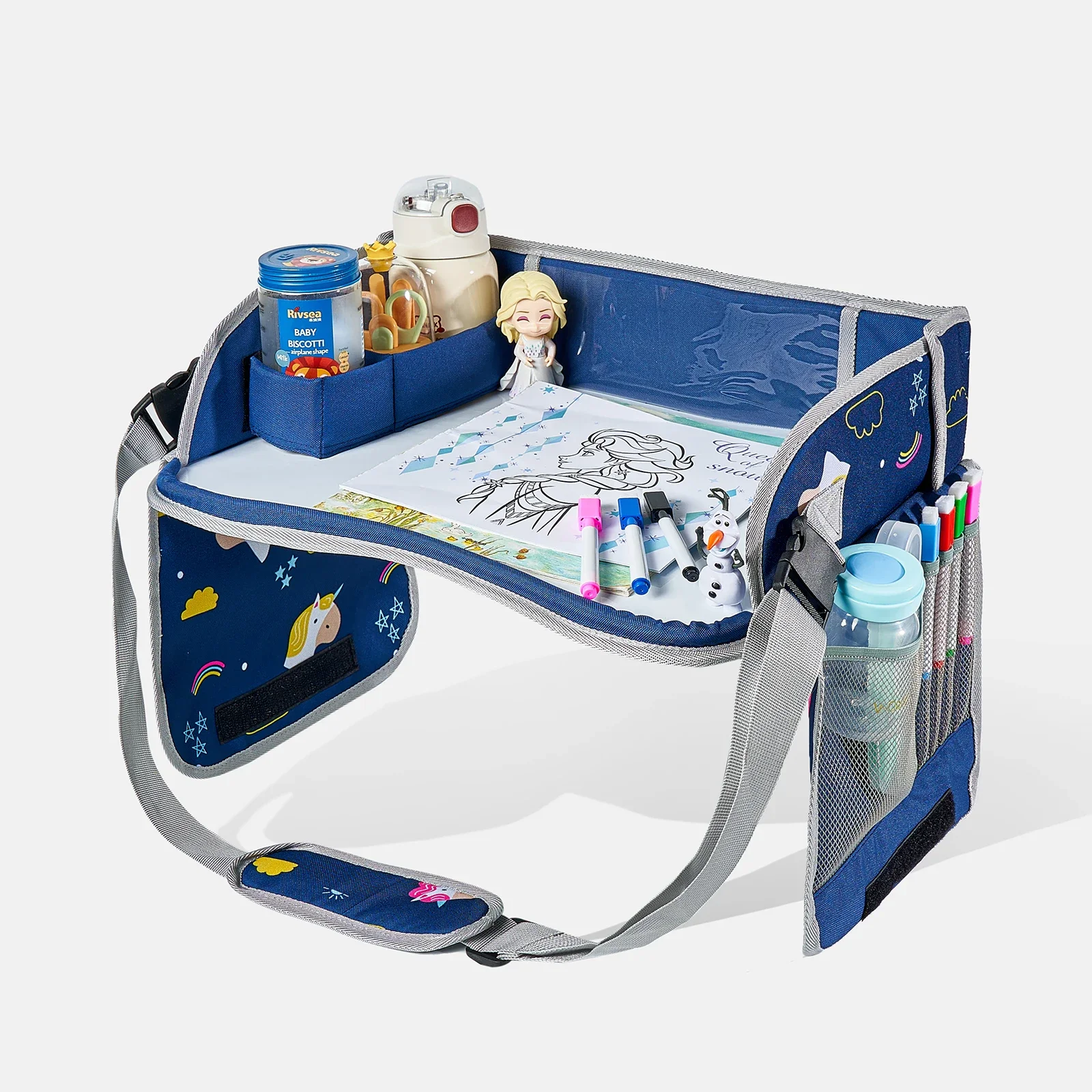 Portable travel car drawing board wipeable children's drawing board car whiteboard tray cart toy storage