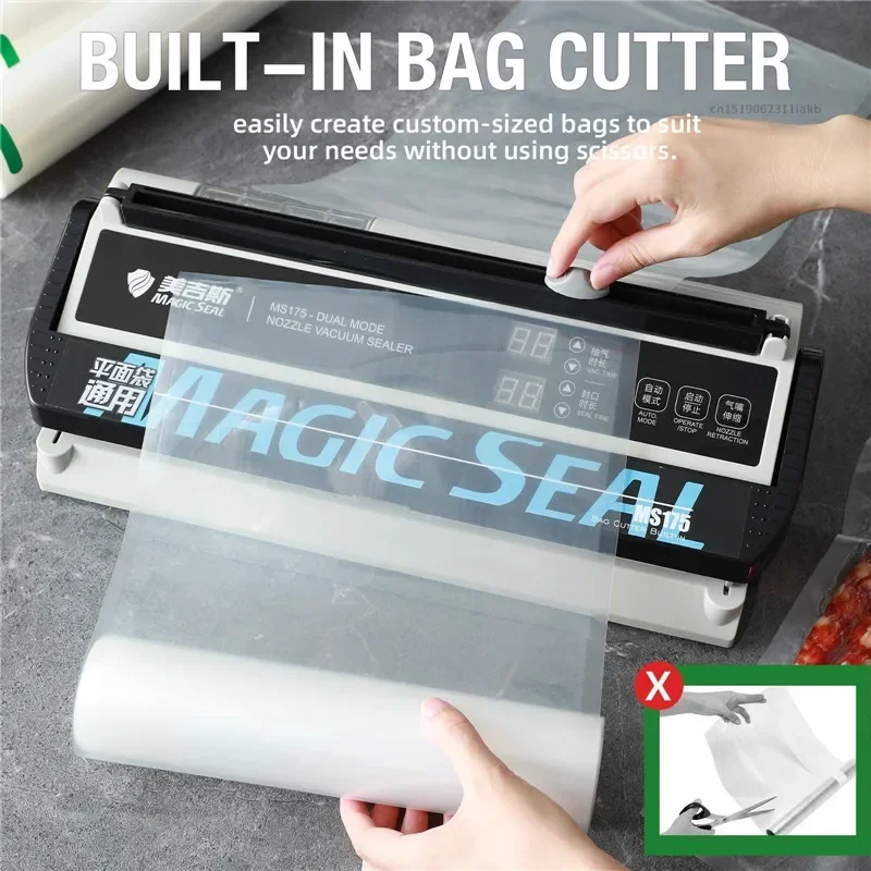 MAGIC SEAL MS175 Vacuum Sealer Machine Wet Vacuum Sealer Packaging Machine Professional Food Plastic Bag Sealer 6
