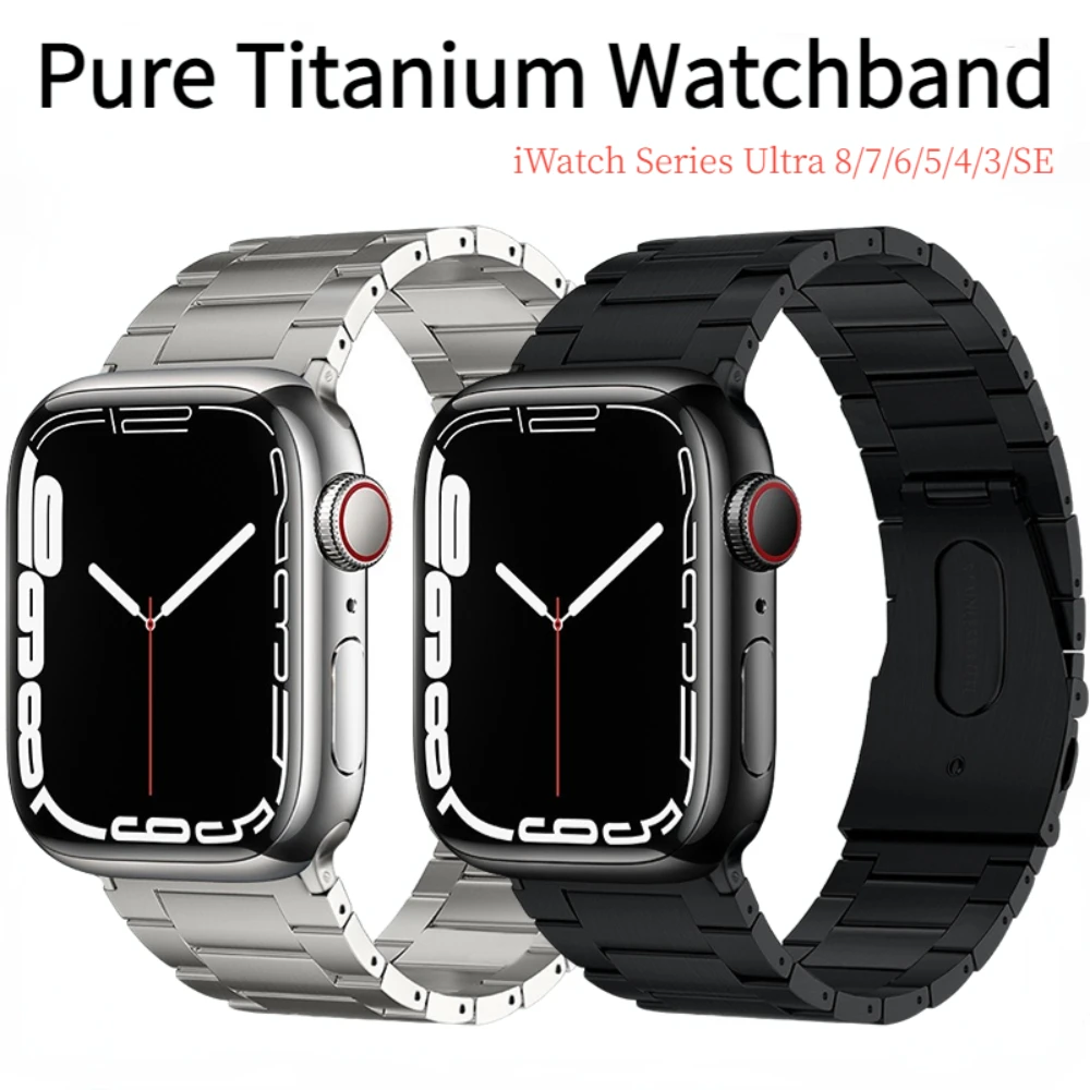 Pure Titanium Metal Strap For Apple Watch Ultra 49Mm 8 7 45Mm 41Mm Stainless Steel Wristband Iwatch 6 5 4 Se 44Mm 40Mm 42Mm Band