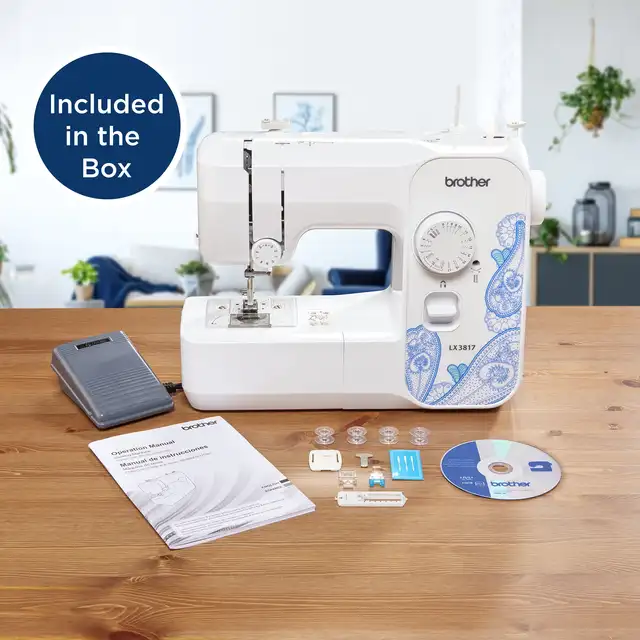 Brother LX3817 17Stitch Portable FullSize Sewing Machine, White
