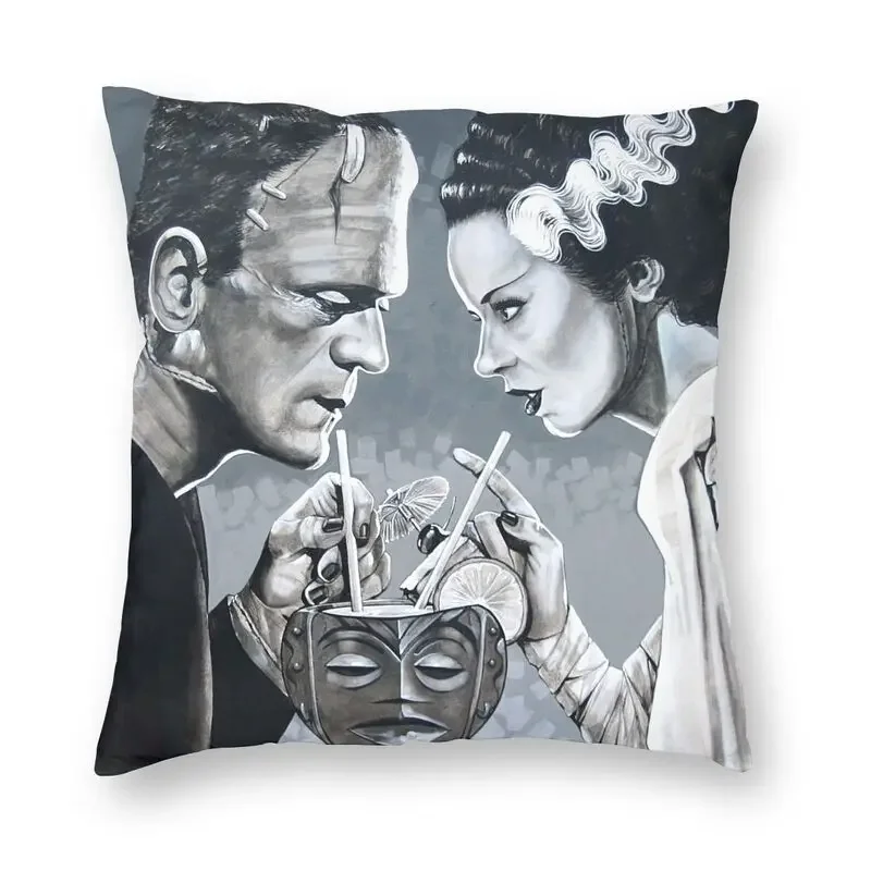 

Bride Of Frankenstein Love Nordic Throw Pillow Cover Home Decor Science Fiction Horror Film Cushion