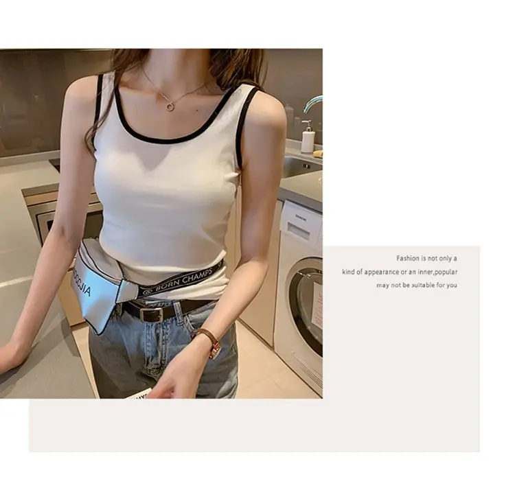 Sport Weste Baumwolle Tank Soft Top Für Frauen Sommer Outfits Enge Sexy Tank Top Gestrickte Unten Hemd Ärmelloses Top Für Oberbekleidung – Detail 16