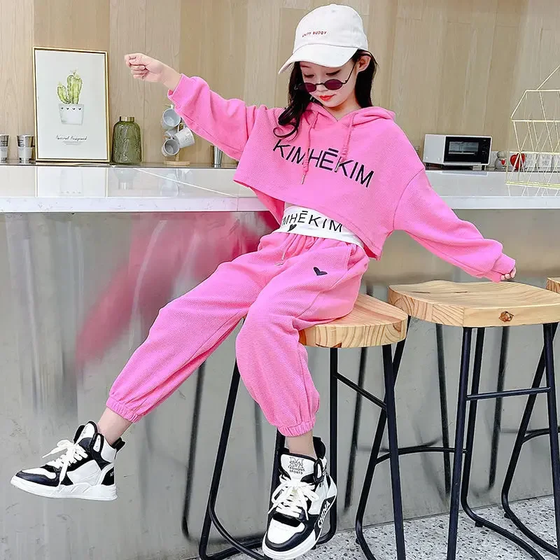 

Girls Spring Summer 3PCS Casual Fashion Korean Style Hoodie+Jogging Pants For 6 8 9 10 12 Years Teenage Girls Sports Clothes