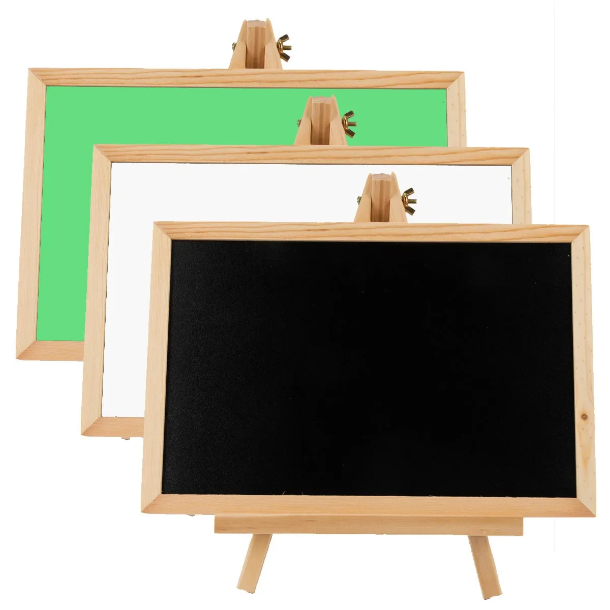 Wooden Chalkboard Desktop Blackboard Pine Wood Frame Table-top Black Board With Easel Bracket for Memo Drawing Bulletin Boards