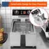 10.6QT/10L Electric Deep Fryer w/Basket & Lid, Stainless Steel Countertop Fryers, 3000W Single Tank Frying Machine w/Adjustable 4