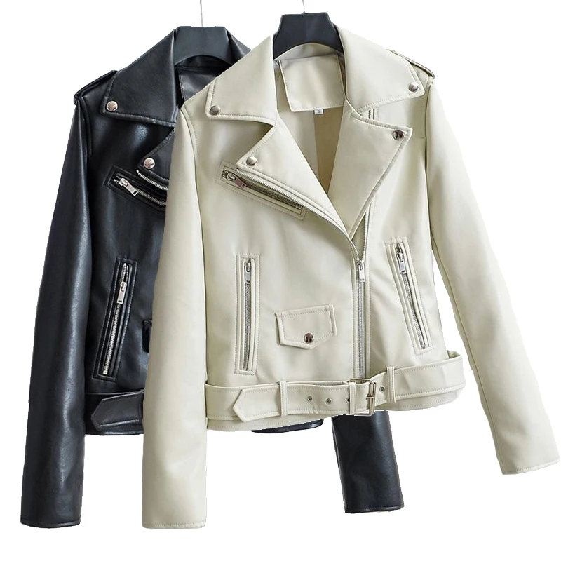 

Spring Autumn PU Faux Leather Jacket Women 2023 New Purple Zipper Slim Biker Coat Female Outerwear Veste Femme Tops Streetwear