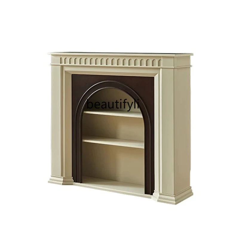 

American Fireplace Curio Cabinet Solid Wood Corridor Aisle Entrance Cabinet Light Luxury Background Wall Cabinet Home