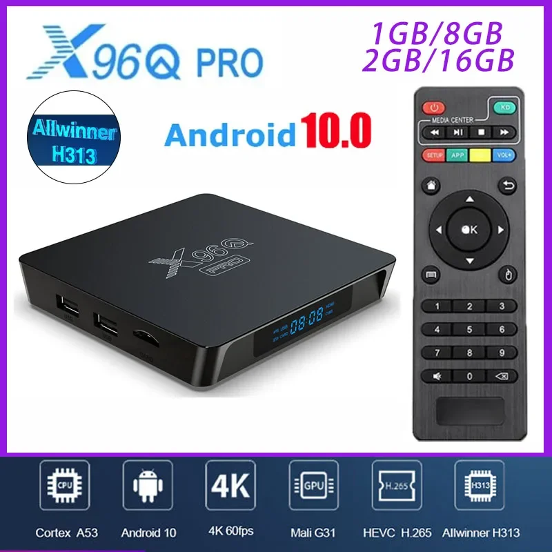 X96Q Pro Smart Tv Box Android 10.0 4K 2.4 Wifi Allwinner H313 Lettore Multimediale 1G 8G 2 G16G Set Top Box Android Tv Pk X96Q