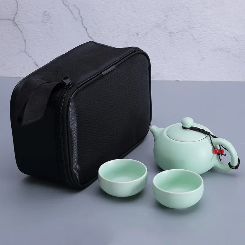 

Portable Travel Pot TeaTea CupTea Set Matte Kung Fu Ceramic One Four Cups