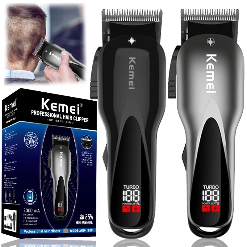 

Kemei 1929 Professional Two Speed Cordless Hair Clipper for Men Rechargeable Hair Trimmer for Men Electric Haircut Machine