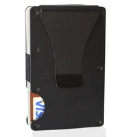 Minimalist Slim RFID Blocking Wallet For Men - Light Weight, Durable & Compact- Aluminum Wallet With Money Clip (Black）