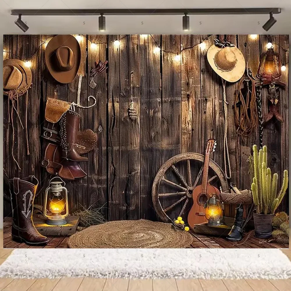 Renaiss 1.8x1.2m Occidentale festa sfondo West Cowboy rustico in legno casa fienile fotografia sfondo Saloon a tema festa di compleanno decorazione bambini adulti foto puntelli vinile
