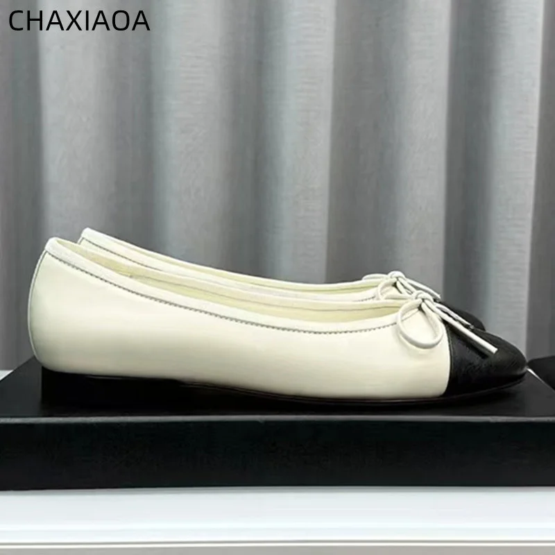 

Luxury Brand Design Round Toe Bow Ballet Flats Classic Bow Low Heel Fashion Women high quality Genuine Sheepskin Shoes