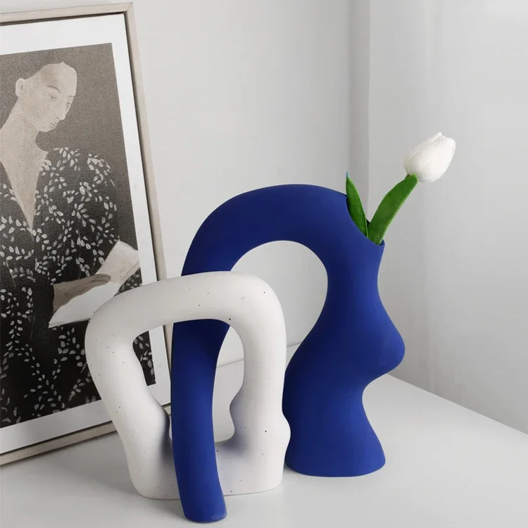 

Новая современная роскошная цветная керамическая ваза из двух частей, украшение для дома, гостиницы, офиса, рабочего стола
