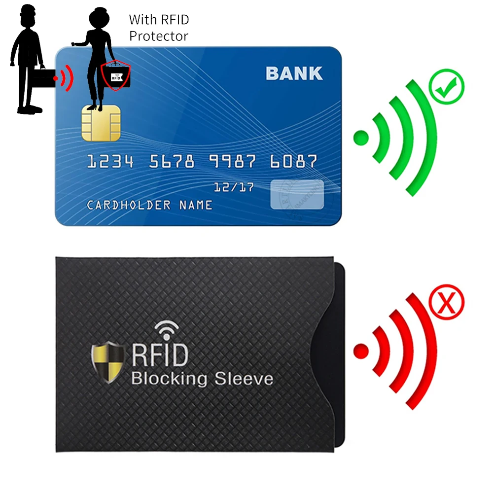 RFID Credit Card Protector Blocking Cardholder Sleeve Skin Case Covers Protection Bank Card Case Identity Theft Prevention Case rfid blocking leather credit card holder anti thief zipper rfid card protection women cardholder rfid protection wallets