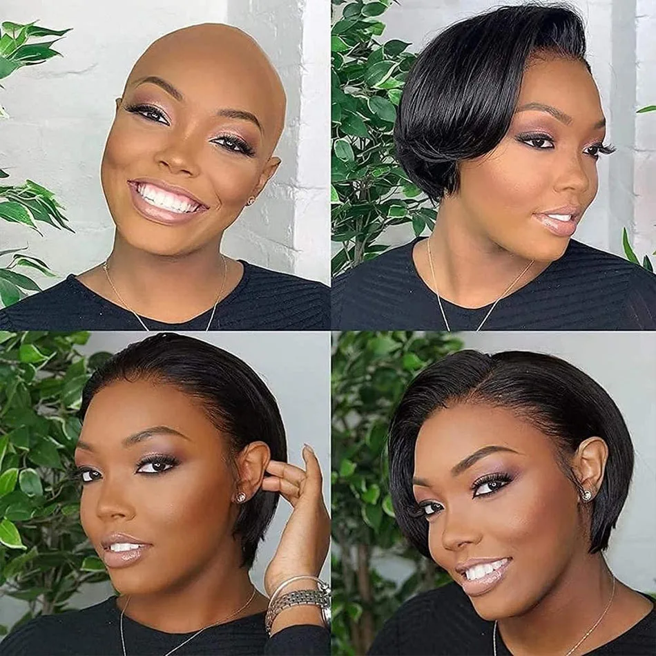 Pixie Cut Wig Transparent Human Hair Wigs For Women Straight Short Bob Wig 13X2 Lace Brazilian Perruque Cheveux Humain human hair wigs