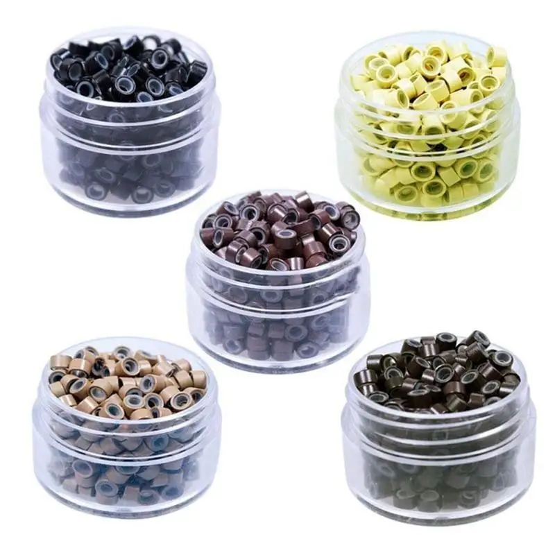 실리콘 마이크로 링크 링, 헤어 익스텐션 비즈, 4mm, 5mm, 500 개