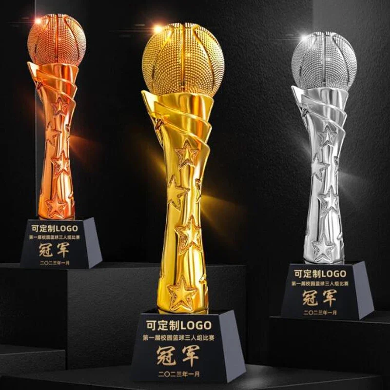 Customized Gold-Plated Resin Trophy for Billiards Volleyball Ball Gold Silver Copper Optional Event Awards Home Decor Honor, 1PC