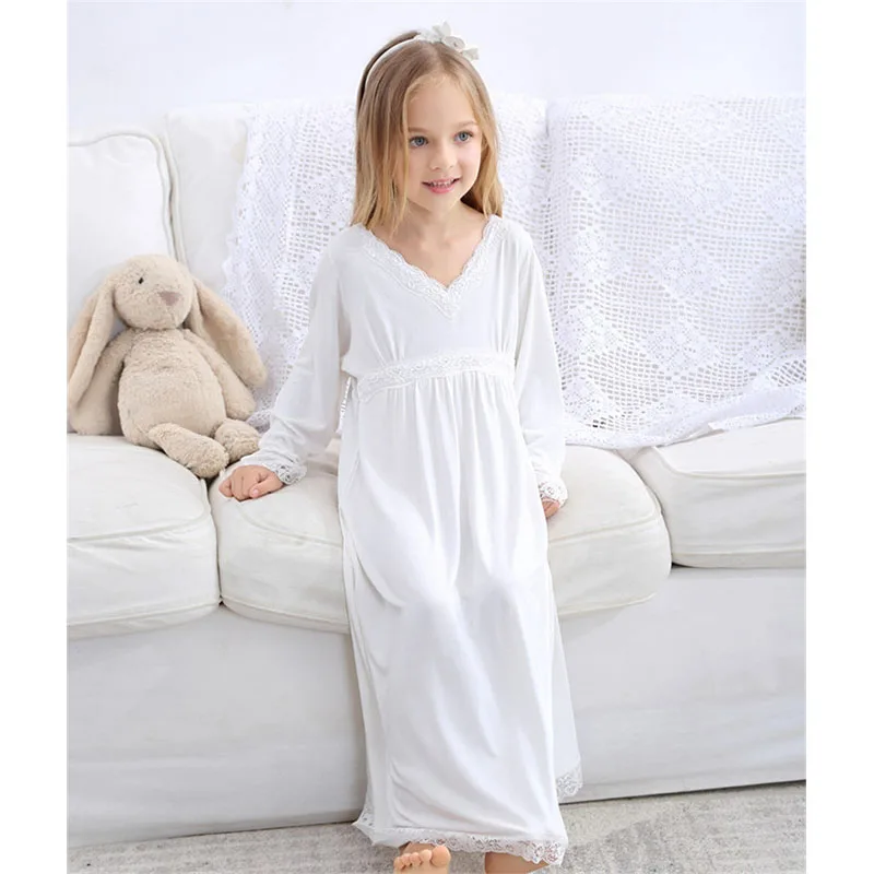 Spring Autumn Girls Clothing Middle and Big Primary School Growth Sleeve Long Cotton Princess Nightdress Home Children Clothes
