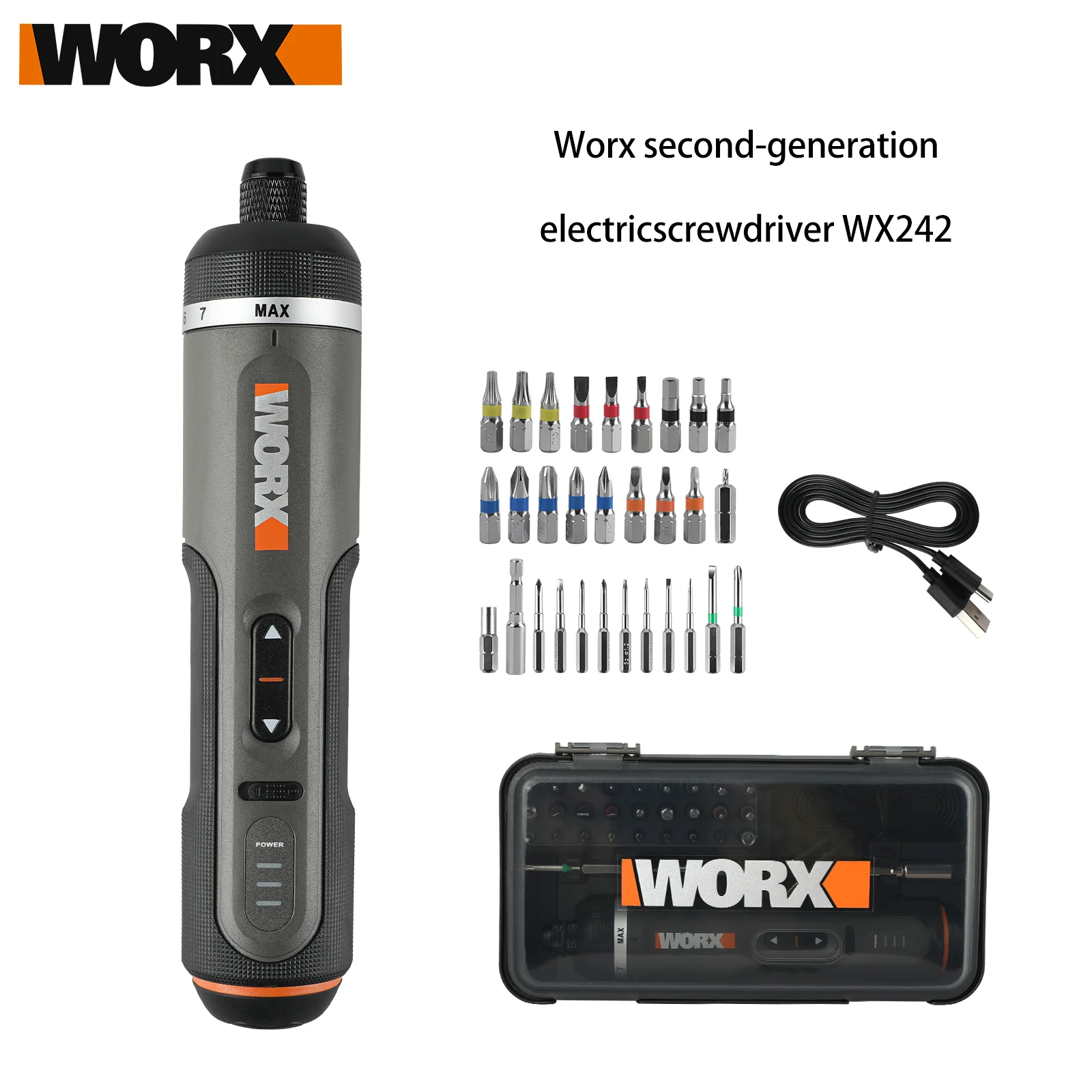 Worx-Ensembles de tournevis électriques, 30 bits, outils électriques, perceuses sans fil intelligentes, vis, WX242