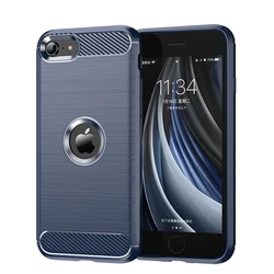 Shockproof Original Silicone Luxury Brushed TPU Phone Case for iPhone SE 2020 (Blue)