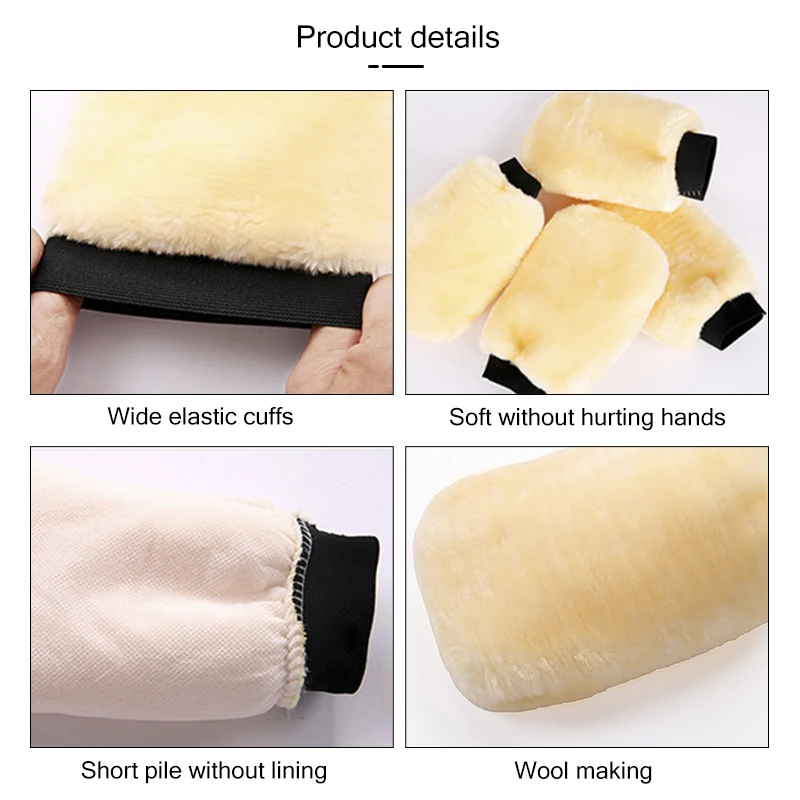 1pcs Double Sided PVC Car Polishing Gloves Car Washing Towel Car Wiping Cloth Water Absorbent Plus Fleece Gloves