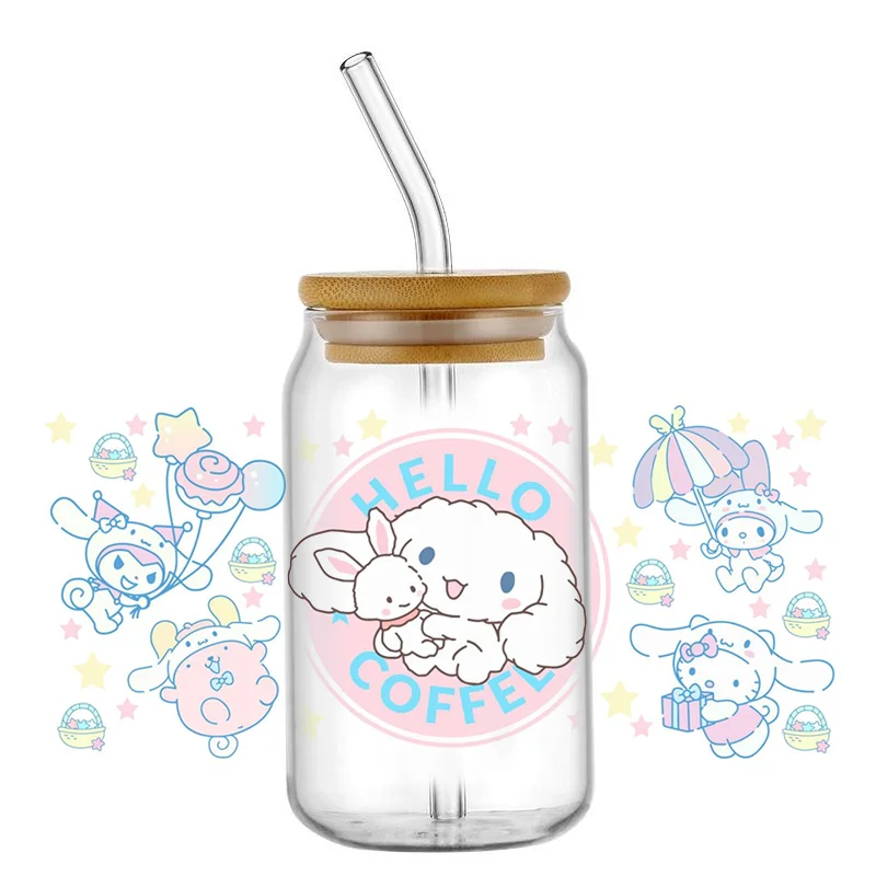 3D Stickers UV DTF Wrap Transfer Miniso 28pcs Cinnamoroll Pattern for 16oz Glass Cup Wrap