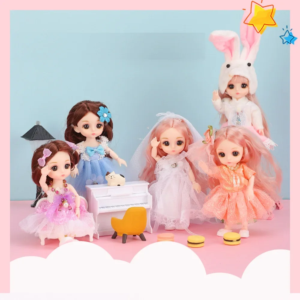 

17cm BJD Doll Girl DIY Dressing Princess Toy Adjustable Joint Doll Girl Toy Set Simulated Princess Changing Toy for Girl's Gifts