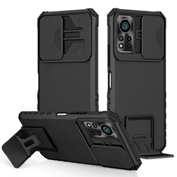 Shockproof Slide Camera Lens Protection Phone Case with Stand Feature for Infinix Hot 10 (Black)