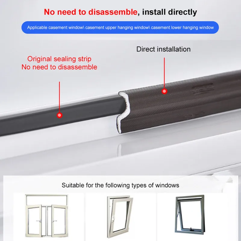 Plastic Steel Flat Window Sealing Strip Broken Bridge Aluminum Doors and Windows Sound Insulation Wind Leakage Rubber Strip