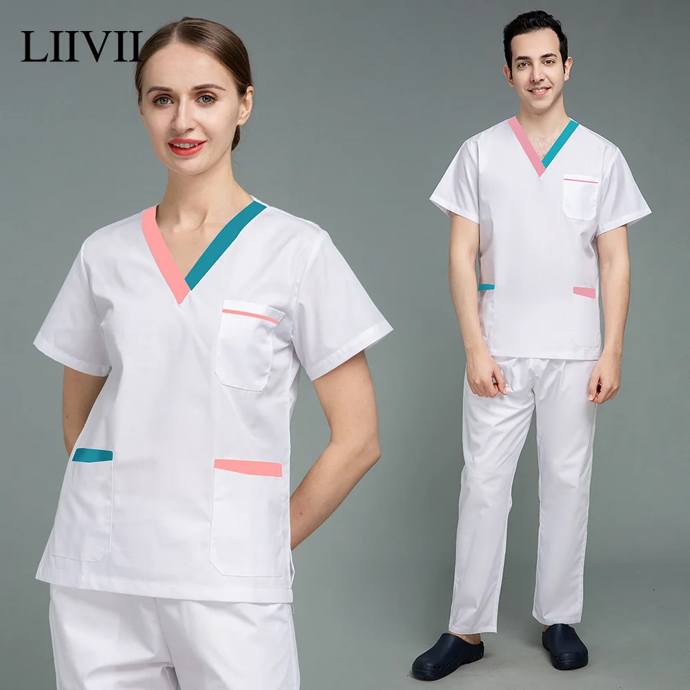 

Short-sleeved Pharmacist Uniform Hospital Nurse Shirt Medical Uniform Operating Surgery Workwear Dental Clinic Clothes Tops Pant