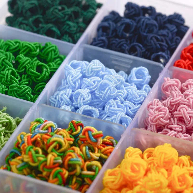 50-100Pcs-Rope-Button-Beads-Colorful-Chinese-Pineapple-Knots-Woven ...