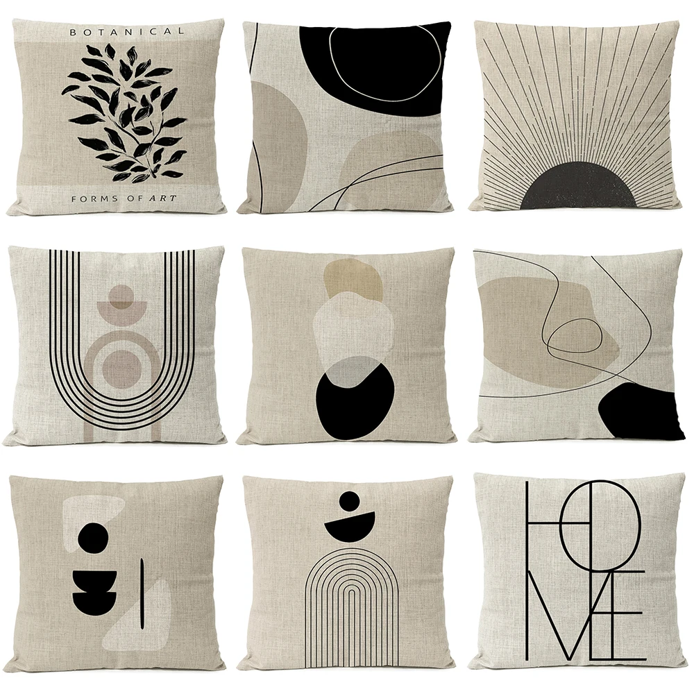 

Home Decorative Black Geometric Linen Pillow Cover Boho Bohemia Throw Pillow Art Cushion Decoration Sofa Pillowcase 60x60