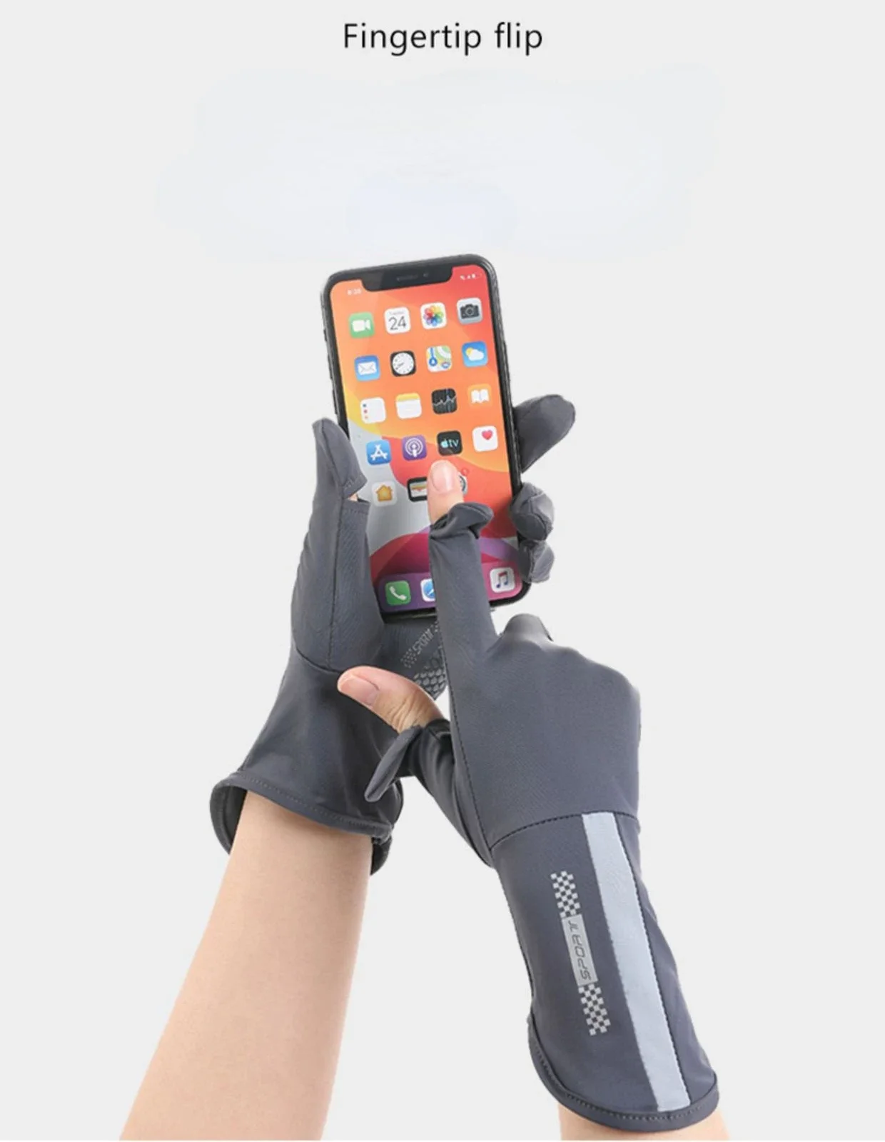 Sunscreen Gloves Women Summer Sunscreen Gloves Thin Ice Silk Anti-ultraviolet Dew Finger Touch Screen Driving Riding Non-slip Breathable UPF 50