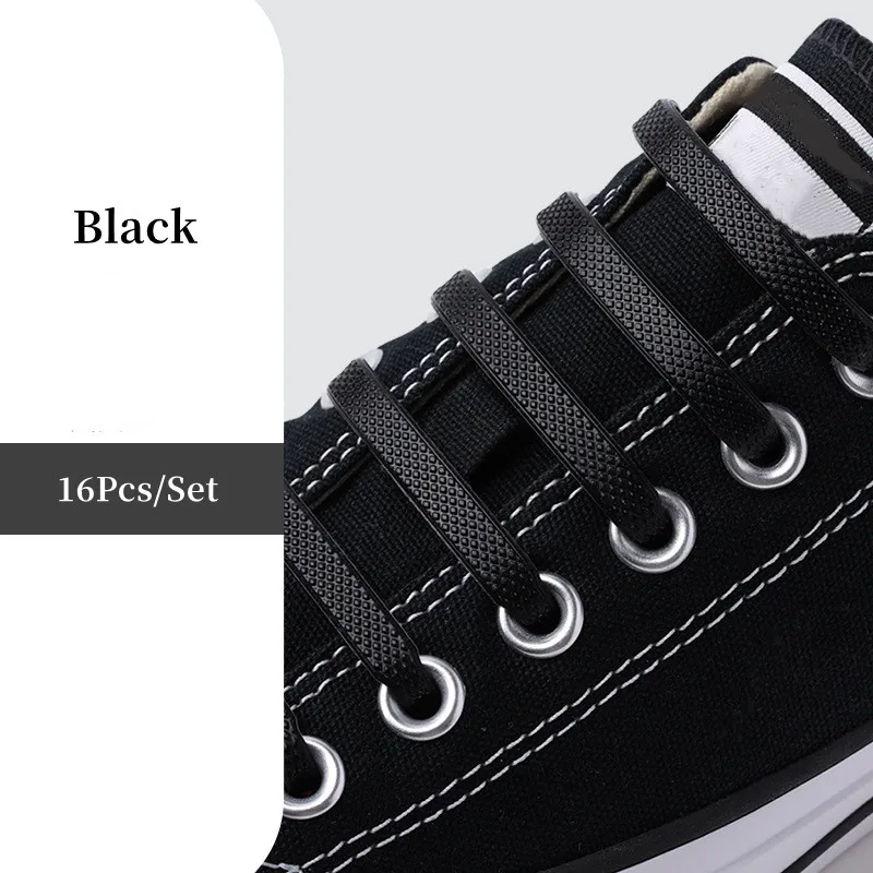 16pcs/set Silicone Elastic Laces No Tie Up Shoe Laces Lazy Shoe T Shaped No Tie Ups silicone shoelaces,elastic shoelaces