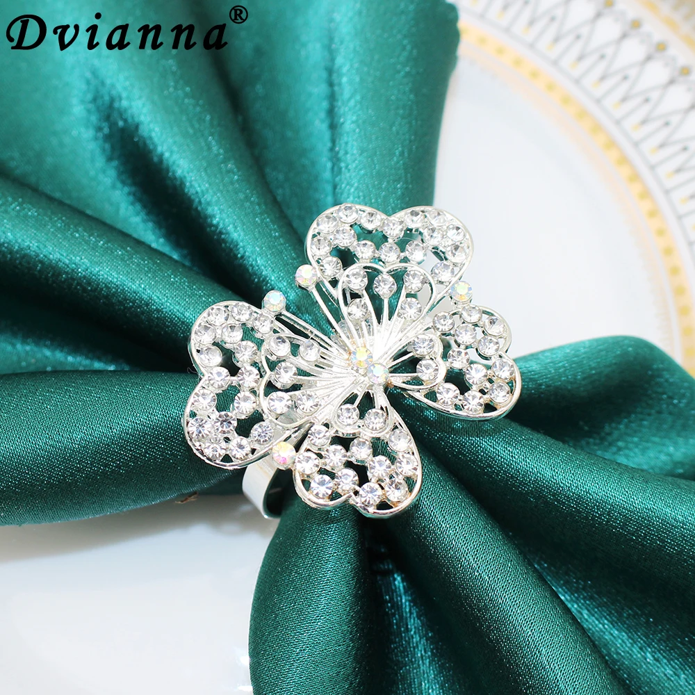 

Dvianna 6Pcs Rhinestone Napkin Rings Silver Butterfly Napkin Holders Kit for Wedding Valentine's Day New Year Table Decor HWD176