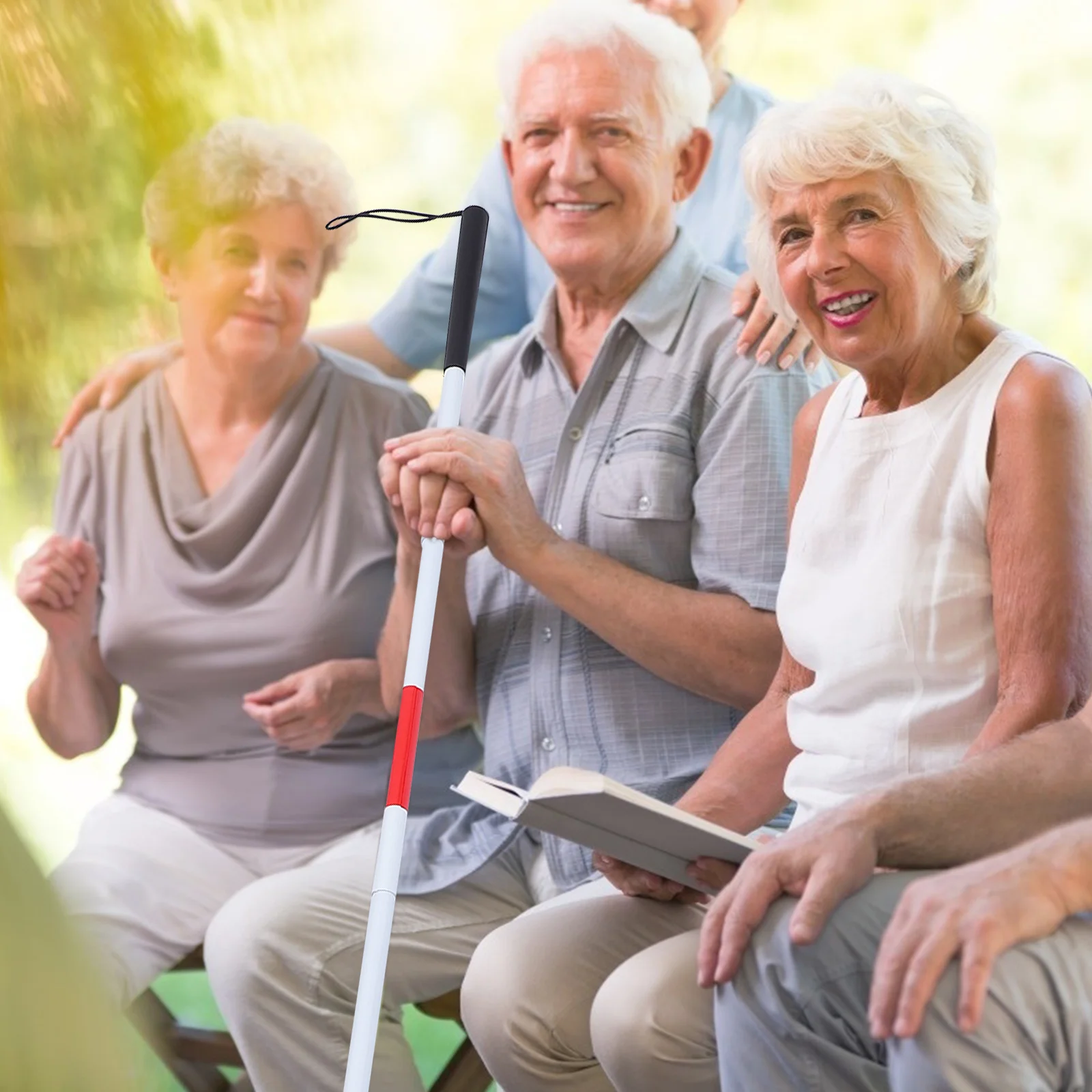 Guide Cane Foldable Blind Cane Four-Section Blind Portable Aluminium Alloy Walk Stick Practical Folding walking cane