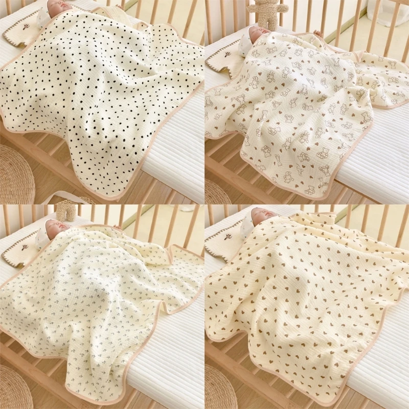 Infant Bath Towel Gauze-Cotton Wrap Blanket 4-Layers Breathable Shower Blanket Infant Towel Newborns Shower Gift 25x35’’
