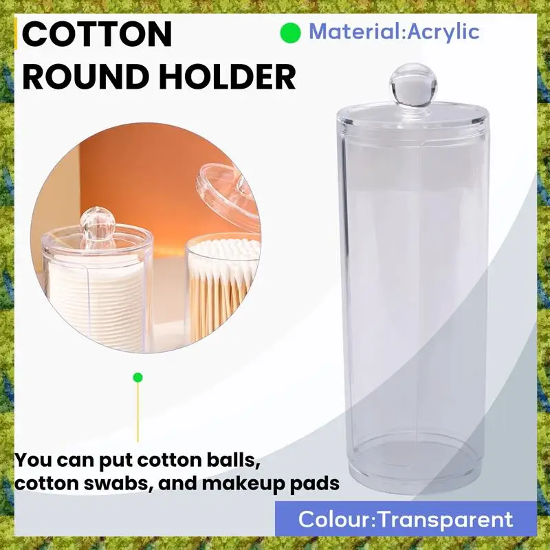 UISN Facial Makeup Container Cotton Pads Round Dispenser With Lid Clear Acrylic Dispenser Cotton 2
