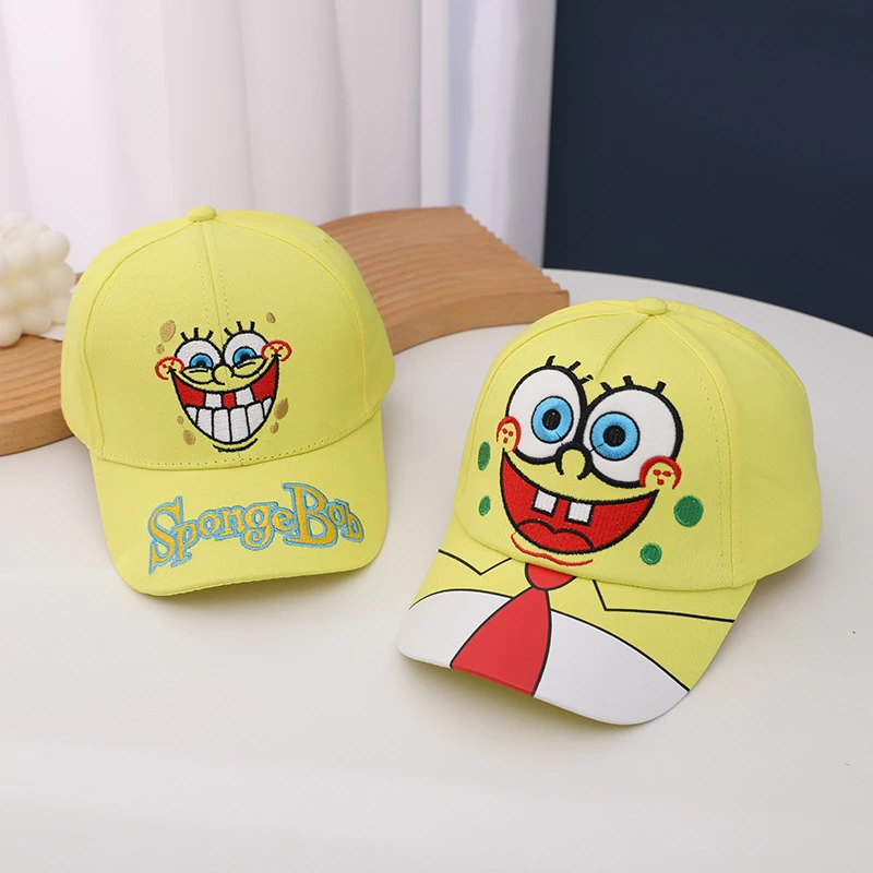 de Esponja para niños, gorra bordada de dibujos animados con visera, protector solar, gorra de béisbol de algodón deportivo de verano| | - AliExpress