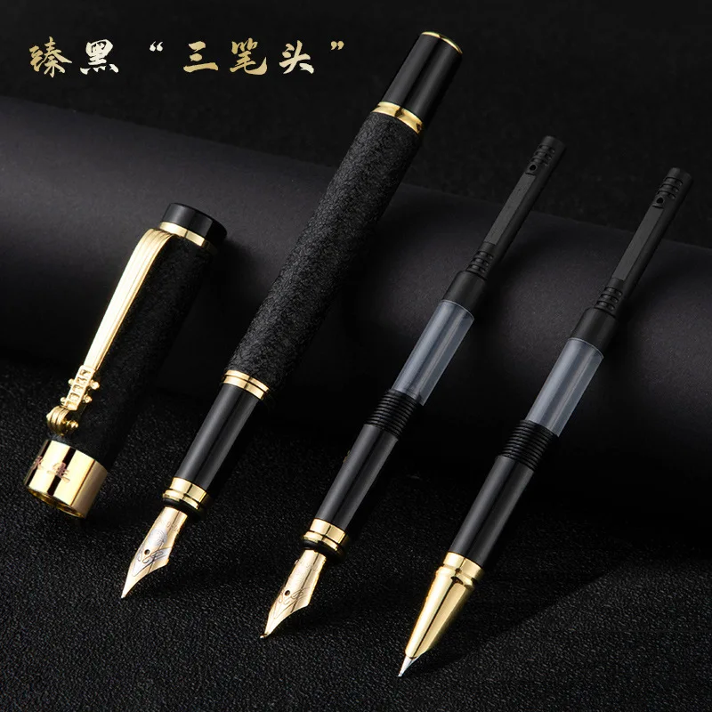 Creative Three Style Nib Calligraphy Pen Dragon Head Qin Clip Signature Pen School Office Writing Gift Stationery