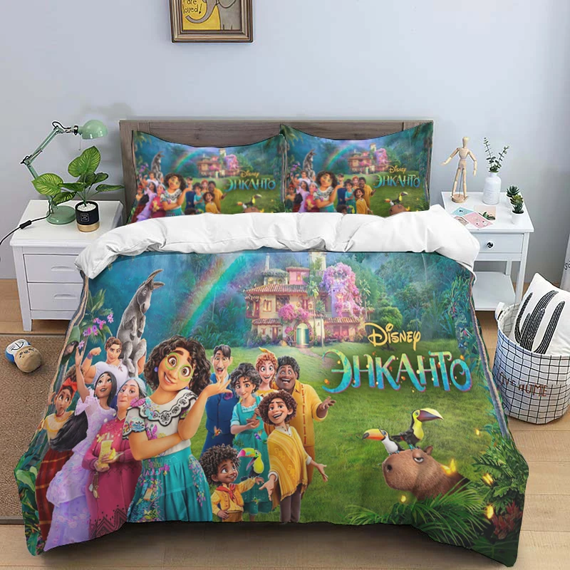thumbnail image 1 of Disney Cartoon Encanto Print Three Piece Bedding Set Cover Set With Pillowcase Children or Adults for King Queen Full Twin Size, 1 of 5